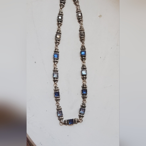 Avon NR Nina Ricci Vintage Necklace Silvertone Blue Aquamarine Stone Signed - Picture 1 of 8